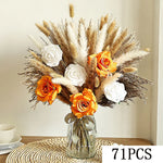 décoration boho bouquet fleurs séchées pampas roses artificielles anniversaire mariage