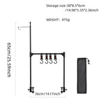 support rangement camping aluminium noir boite vaisselle pique nique suspendu lampe théière