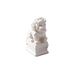 miniature village traditionnel résine beige gris brun foncé toitures tuiles statues lions chinois decoration