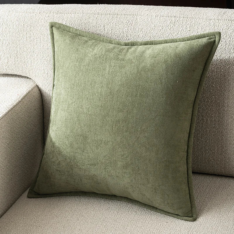 taies d'oreiller vert olive modernes 40x40cm 45x45cm 50x50cm zip coton polyester respectueux environnement
