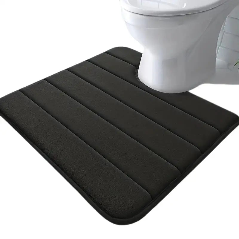 tapis bain mousse mémoire forme absorbant antidérapant gris clair rayures moderne salon