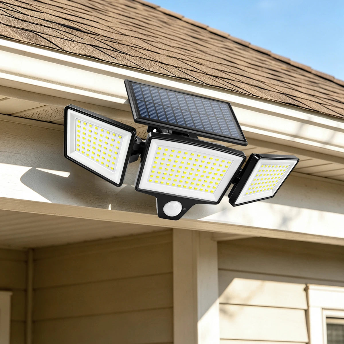 lampe solaire murale détecteur mouvement 208 led ip65 rechargeable autonomie moderne
