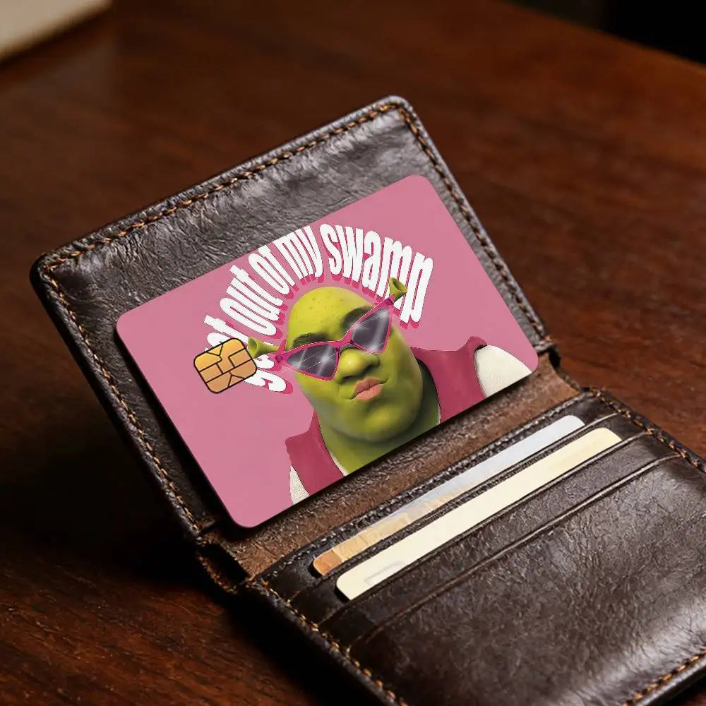 autocollants protection cartes bancaires face monstre vert shrek résistants rayures set pièces moderne illustratif