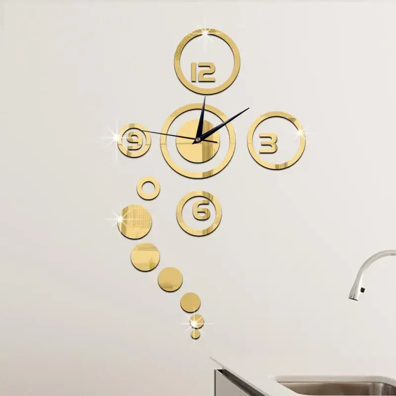horloge murale moderne chiffres brillants argent doré salon décoration circulaire aiguilles heures