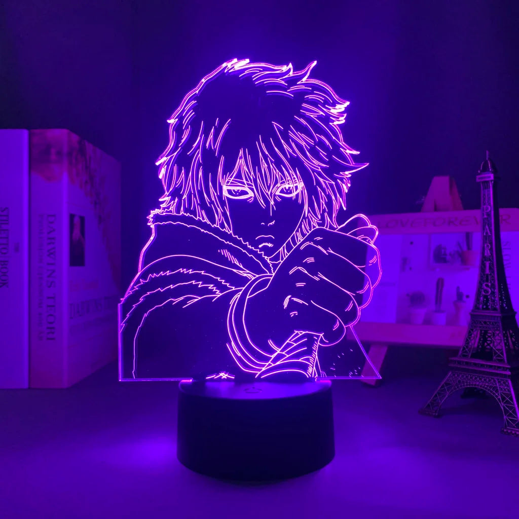 lampe nuit led vinland saga personnage cheveux veste noir base dessin animé blanc opacité
