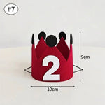 couronne anniversaire enfant rouge numéros blancs oreilles noires festive décoration ruban festif