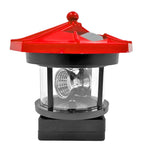 lanterne solaire led rouge verre transparent classique fenêtres bleues toit translucide