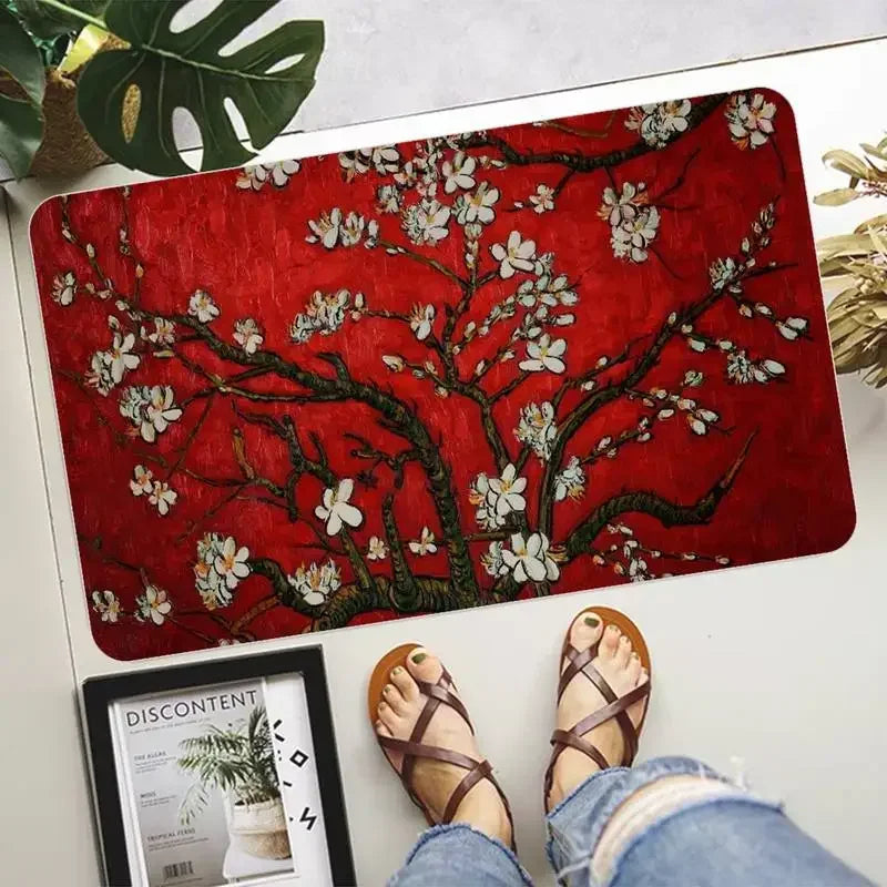 tapis sol moderne motif fleurs turquoise bleu ciel artistique maison intérieur décoratif