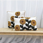 coussin tufté brodé fleur nordique moderne 100 polyester blanc vert marron jaune adhésif décoration