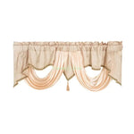 rideau franges gris clair uni satiné opacité classique pompons 140cm 45cm