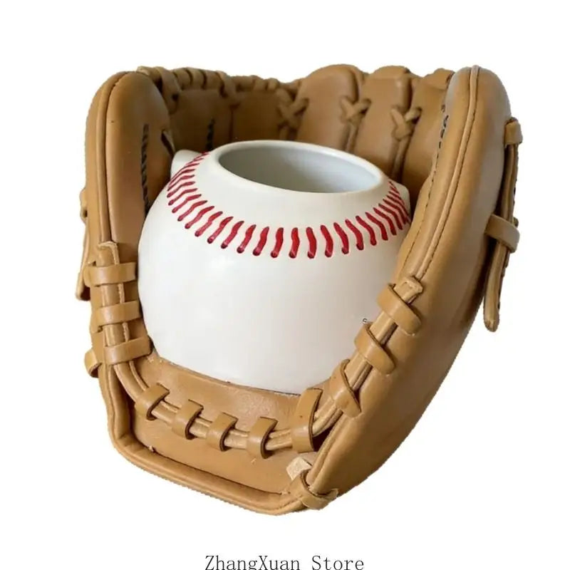 pot forme gant baseball marron clair rétro décoratif intérieur fleur artificielle