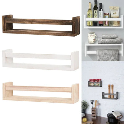 Étagère à épices murale en bois bleu sans trous pour cuisine