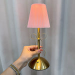 veilleuse rechargeable led moderne plissée abatjour or blanccrème rose chambre