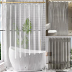 rideau douche moderne gris transparent polyester froufrous plis verticaux respectueux environnement 180x200cm