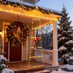 décoration noël lumineuse père noël guirlandes rayures colorées moderne adhésif rouge vert blanc
