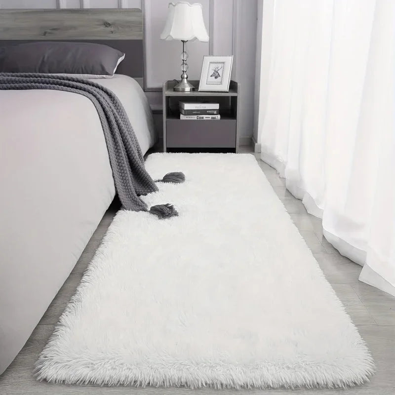 tapis noir blanc gris doux peluche épaisse moderne antidérapant confortable salon chambre coucher