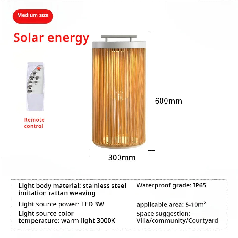 lampe solaire jardin moderne marron clair blanc rayures verticales étanche ip65 led allée patio