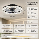 ventilateur moderne lumière led vitesses télécommande cristal blanc