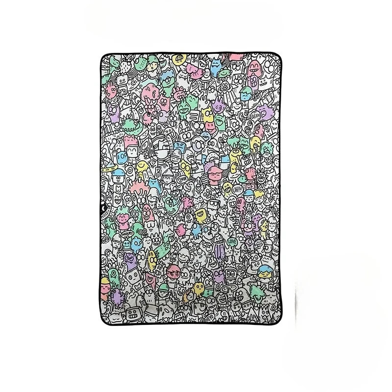 couverture coloriage enfant multicolore graffiti animaux créative daim polyester lavable DIY