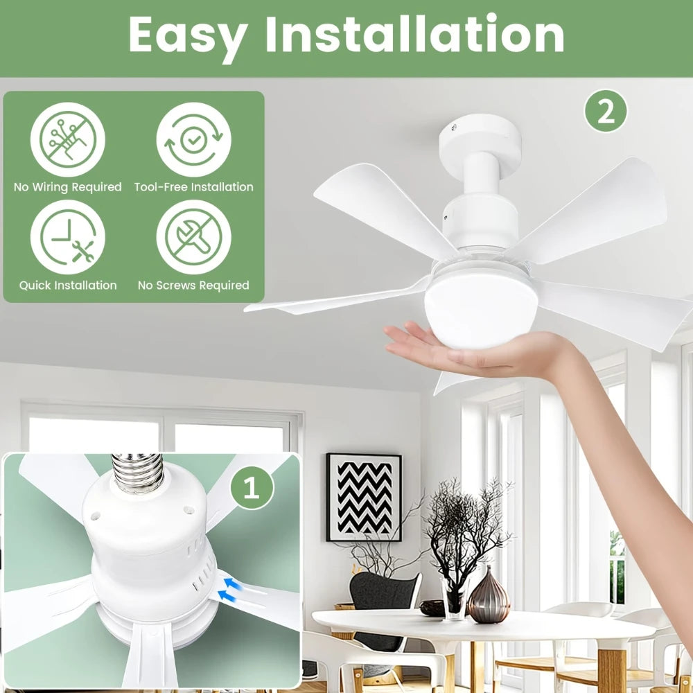 ventilateur moderne blanc lampe e27 télécommande led variable cuisine chambre