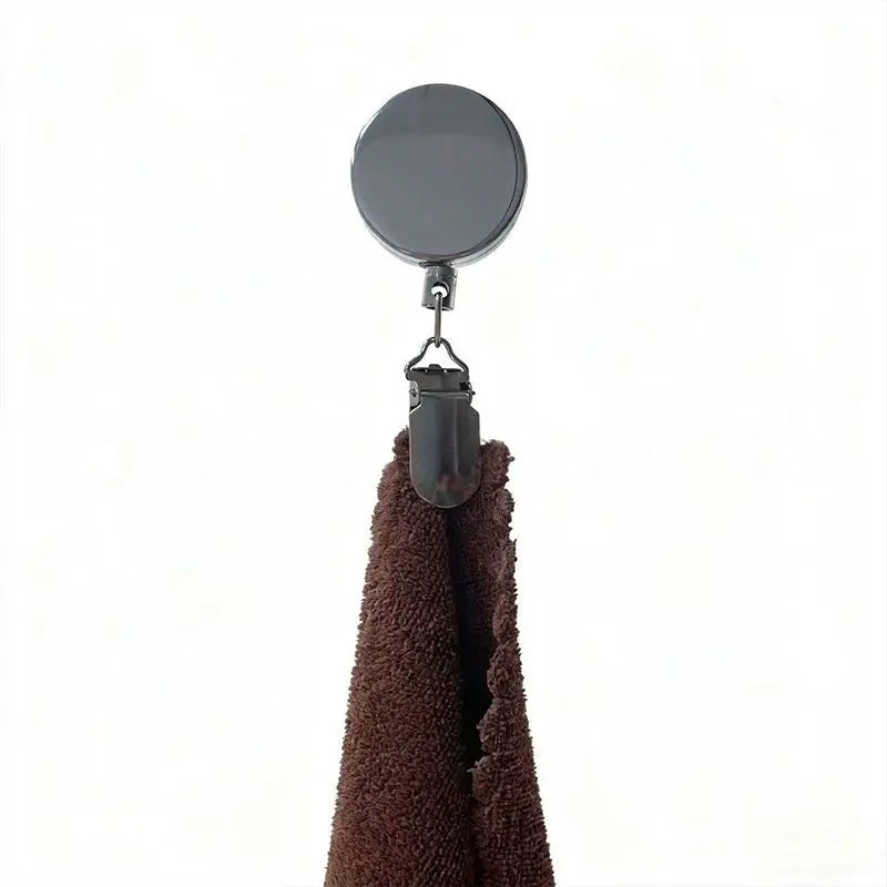 porte serviettes rétractable automatique clip métallique noir argenté marron utilitaire salle bain cuisine
