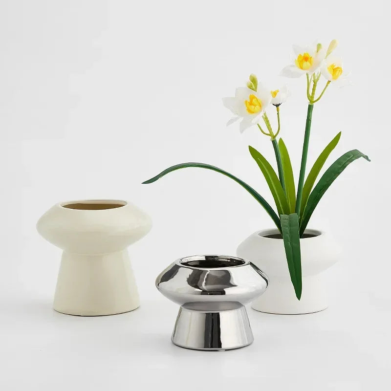 vases céramique blanc argenté modernes minimalistes grandes petites rond lissesintérieur decoration