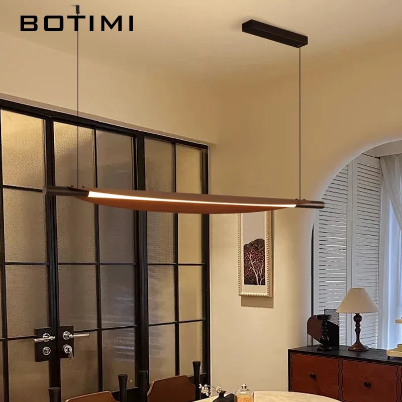 lampe suspendue moderne noire bois naturel texture bois chambre salon étude