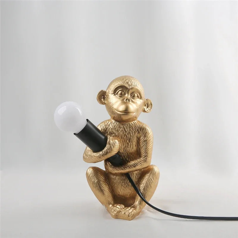 lampes decoratives forme singe blanc noir doré texturé moderne chambre enfants