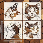 stencils peinture chat blanc marron bleu abstrait adhésif lavable rond