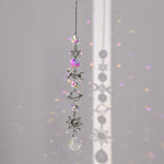 pendentif boho cristal multicolore soleil lune étoiles cosmique or argent