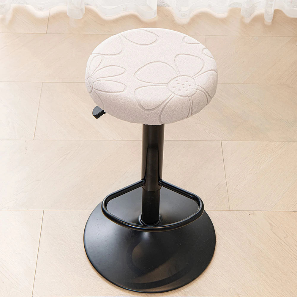 coussin tabouret moderne fleurs imprimées gris bleu clair orange roseclair vertpastel polyester élastique extensible