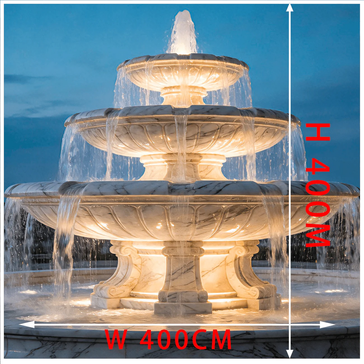 fontaine marbre classique blanc veines durable extérieur jardin parkôtel villa