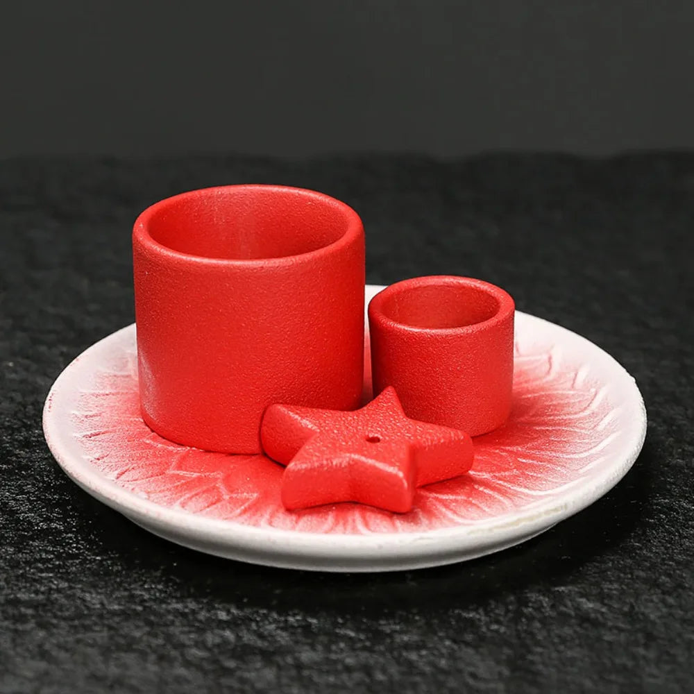 bougies étoile céramique moderne rouge blanc bleu jaune plateau supplémentaire minimaliste