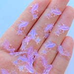 poissons résine colorés transparents violet bleu jaune rose 8x15mm figurines scrapbook nail art decoration