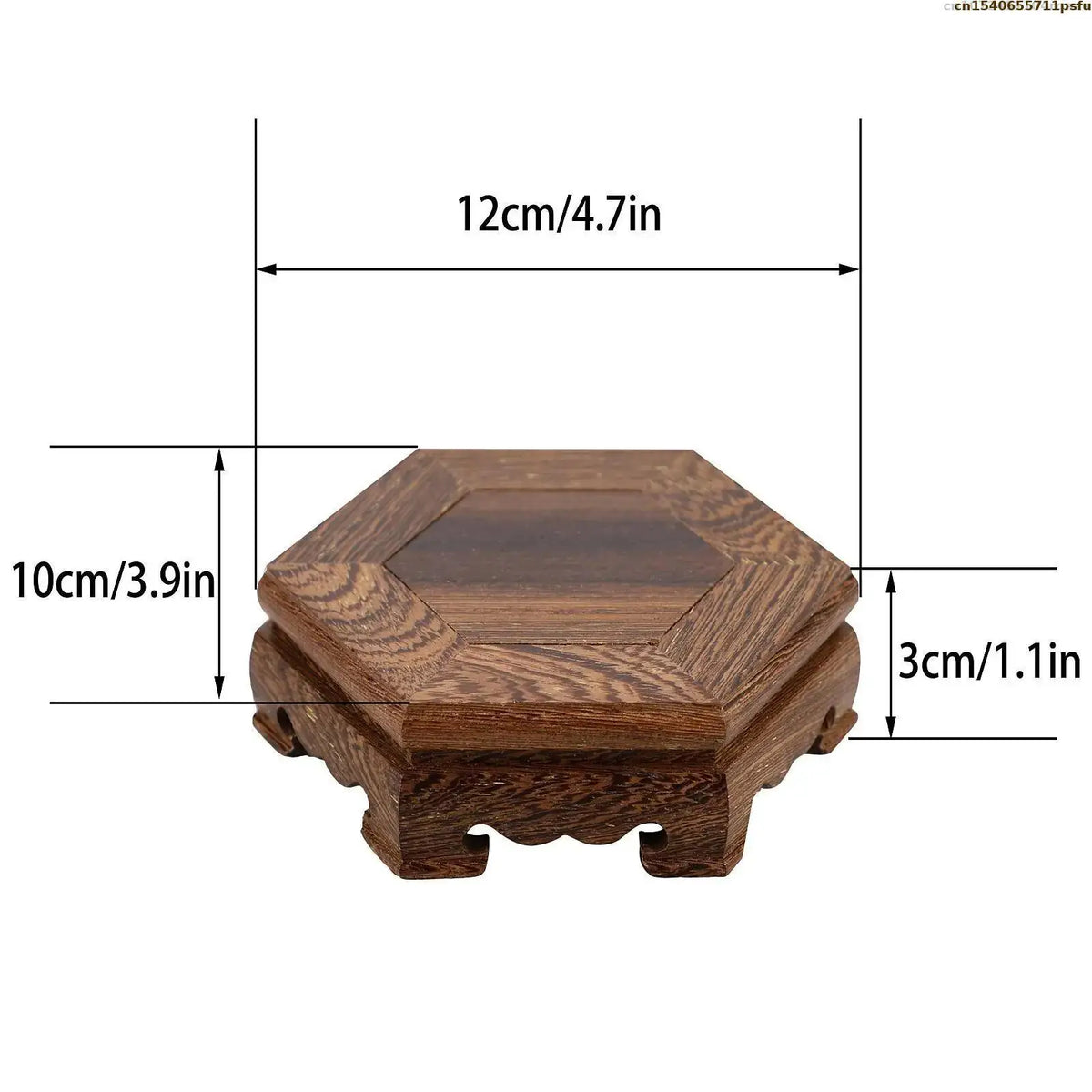 support plante bois sculpté artisanal marron foncé pot fleurs décoration végétale rustic stand