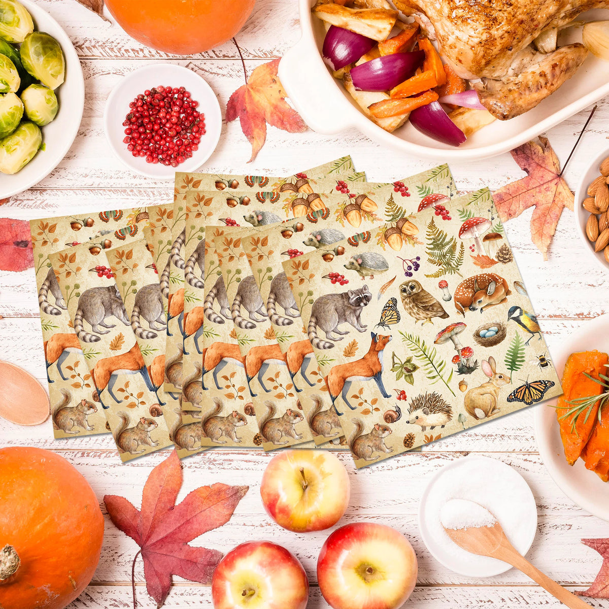 serviettes jetables animaux jungle feuilles papier festives anniversaire décoration verte naturelle illustrative