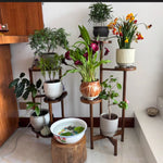 présentoir plantes bois moderne multi niveaux blanc gris boises pots fleursintérieur