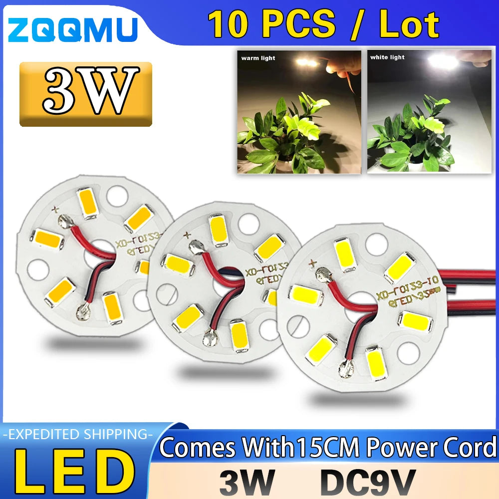 LED 3W 32MM SMD 5730 10PIECES Blanc Chaud Circulaire DIY Industriel