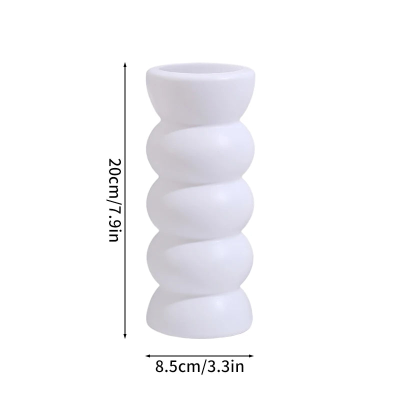 vases décoratifs modernes plastique blanc noir gris vert rayures verticales fleurs maison mariage