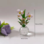 bouquet fleurs artificielles verre plastique moderne rouge blanc vert bleu violet