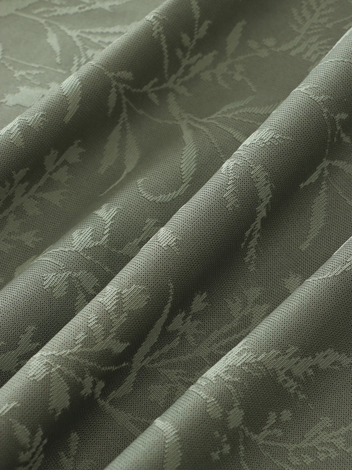 rideau vert olive motif végétal opacité moderne anneau métallique bordure décorative salon chambre coucher