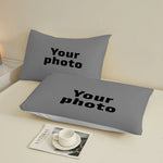 ensemble couette personnalisable gris blanc impression 3d moderne minimaliste deux taies d'oreiller polyester brossé