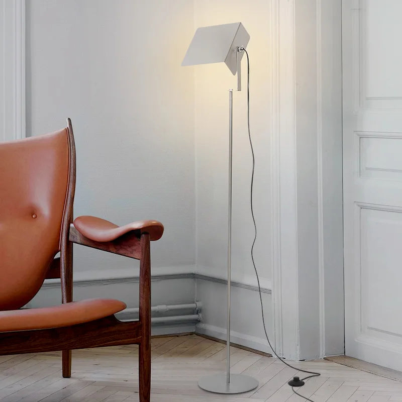 lampe sol moderne acier inoxydable blanc led haute qualité éclairage intérieur contemporain interrupteur bouton