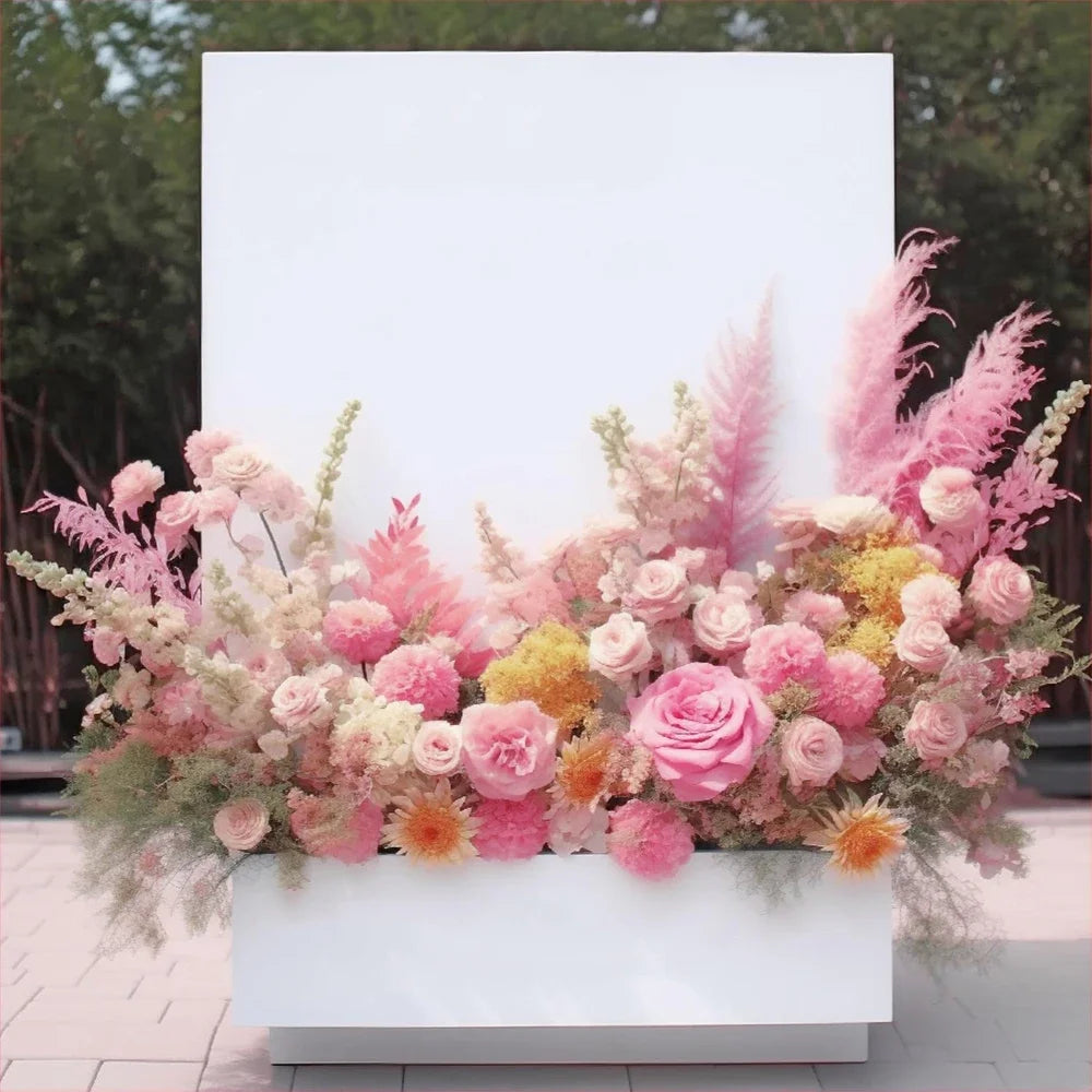 panneau decoratif mariage fleurs variées blanc rose elegantextérieurintérieurchampêtre