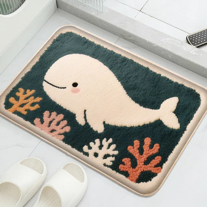 tapis sol moderne baleine souriante coraux vague 40x60cm 50x80cm 60x90cm 80x120cm