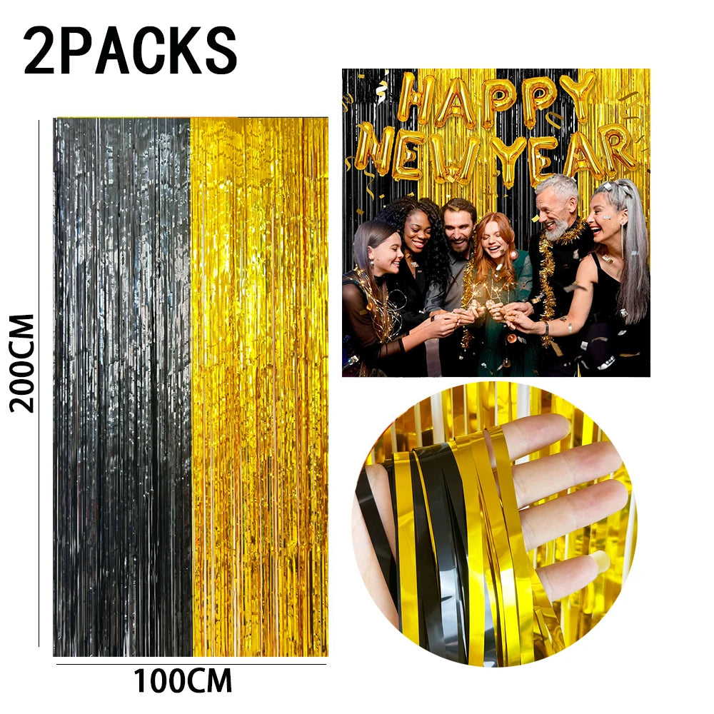 rideau franges métalliques couleurs vives mariage anniversaire décoration festive adhésif pack deux
