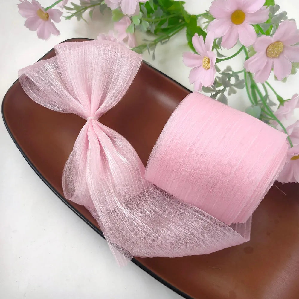 ruban organza violet rose rouge bleu clair opacité texture ondulée classique 5m large 6cm
