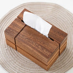 boîte mouchoirs bois marron moderne minimaliste tissu amovible grain naturel salon
