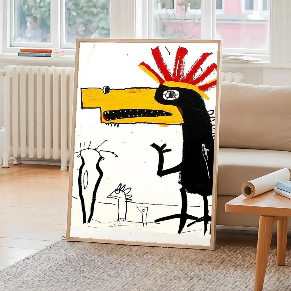 affiche art moderne pop dessin animé abstraite couleur noir jaune rouge self adhesive chambre