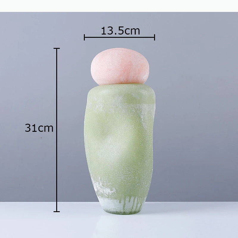 vase moderne sculpture abstraite orange jaune lilas vert texturé minimaliste